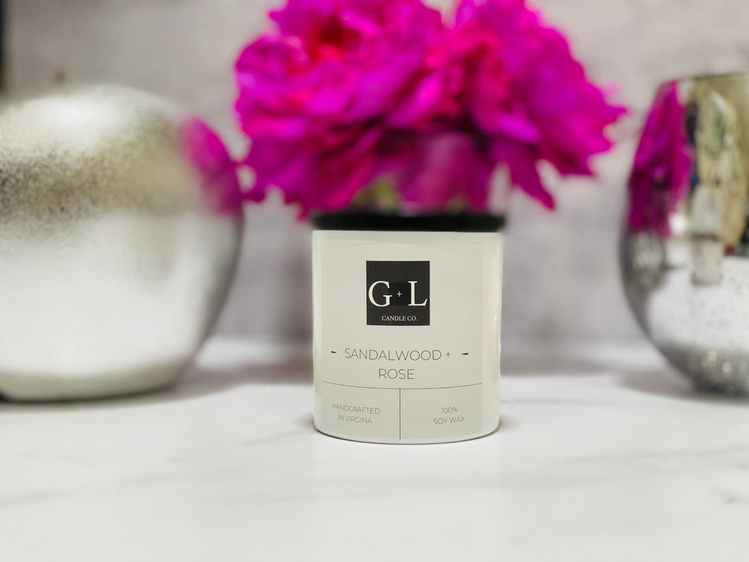 Sandalwood + Rose - 8 oz. Candle - Grace+Love Candle Co.